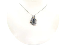 Load image into Gallery viewer, Blue-Green-Yellow Ammolite Pendant with Ethiopian Welo Opals in Sterling Silver