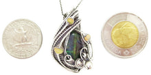 Load image into Gallery viewer, Blue-Green-Yellow Ammolite Pendant with Ethiopian Welo Opals in Sterling Silver