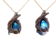 Load image into Gallery viewer, Custom Color Steampunk Resin Gem LED Pendant in Bronze
