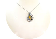 Load image into Gallery viewer, Bumblebee Jasper Pendant Necklace, Wire-Wrapped in Sterling Silver with Labradorite