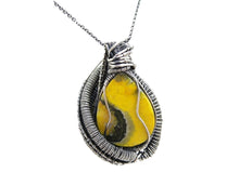 Load image into Gallery viewer, Bumblebee Jasper Pendant Necklace, Wire-Wrapped in Sterling Silver with Labradorite