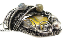 Load image into Gallery viewer, Bumblebee Jasper Pendant Necklace, Wire-Wrapped in Sterling Silver with Labradorite