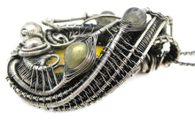 Load image into Gallery viewer, Bumblebee Jasper Pendant Necklace, Wire-Wrapped in Sterling Silver with Labradorite