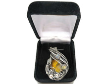 Load image into Gallery viewer, Bumblebee Jasper Pendant Necklace, Wire-Wrapped in Sterling Silver with Labradorite