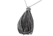 Load image into Gallery viewer, Black Kyanite Fan Pendant, Wire-Wrapped in Sterling Silver with Russian Seraphinite