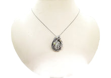 Load image into Gallery viewer, Blue Topaz Pendant Necklace, Wire-Wrapped in Sterling Silver with Ethiopian Welo Opals
