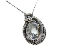 Load image into Gallery viewer, Blue Topaz Pendant Necklace, Wire-Wrapped in Sterling Silver with Ethiopian Welo Opals