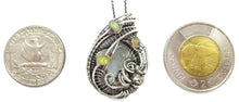 Load image into Gallery viewer, Blue Topaz Pendant Necklace, Wire-Wrapped in Sterling Silver with Ethiopian Welo Opals
