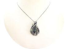 Load image into Gallery viewer, Bismuth Crystal Pendant with UV-Reactive Glass, Sterling Silver Wire Wrap