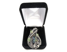Load image into Gallery viewer, Bismuth Crystal Pendant with UV-Reactive Glass, Sterling Silver Wire Wrap