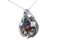 Load image into Gallery viewer, Bismuth Crystal Pendant Necklace with Herkimer Diamonds in Sterling Silver