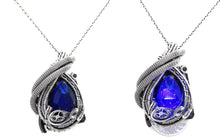 Load image into Gallery viewer, Custom Color Steampunk Resin Gem LED Pendant in Sterling Silver