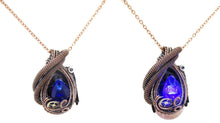 Load image into Gallery viewer, Custom Color Steampunk Resin Gem LED Pendant in Bronze