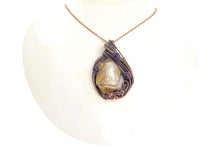 Load image into Gallery viewer, Citrine Crystal Wire Wrapped Pendant Necklace with Amethyst in Bronze