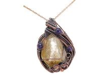 Load image into Gallery viewer, Citrine Crystal Wire Wrapped Pendant Necklace with Amethyst in Bronze