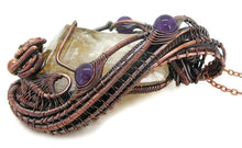 Load image into Gallery viewer, Citrine Crystal Wire Wrapped Pendant Necklace with Amethyst in Bronze