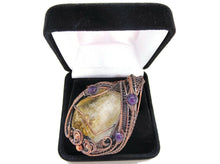 Load image into Gallery viewer, Citrine Crystal Wire Wrapped Pendant Necklace with Amethyst in Bronze