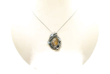 Load image into Gallery viewer, Calcite Wire-Wrapped Pendant in Sterling Silver with Blue Topaz