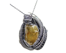 Load image into Gallery viewer, Calcite Wire-Wrapped Pendant in Sterling Silver with Blue Topaz