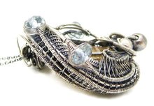 Load image into Gallery viewer, Calcite Wire-Wrapped Pendant in Sterling Silver with Blue Topaz