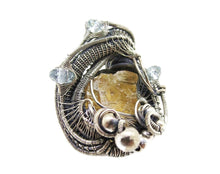 Load image into Gallery viewer, Calcite Wire-Wrapped Pendant in Sterling Silver with Blue Topaz