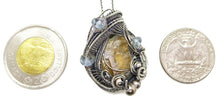 Load image into Gallery viewer, Calcite Wire-Wrapped Pendant in Sterling Silver with Blue Topaz