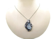 Load image into Gallery viewer, Celestite Druzy and Herkimer Diamond Pendant, Wire-Wrapped in Sterling Silver