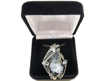 Load image into Gallery viewer, Celestite Druzy and Herkimer Diamond Pendant, Wire-Wrapped in Sterling Silver
