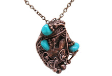 Load image into Gallery viewer, Copper Nugget Pendant Necklace, Wire-Wrapped in Copper with Turquoise