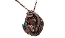 Load image into Gallery viewer, Copper Nugget Pendant Necklace, Wire-Wrapped in Copper with Turquoise