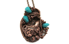 Load image into Gallery viewer, Copper Nugget Pendant Necklace, Wire-Wrapped in Copper with Turquoise