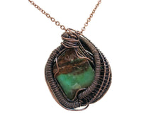 Load image into Gallery viewer, Chrysoprase Wire-Wrapped Pendant in Bronze