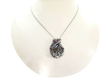 Load image into Gallery viewer, Dragon Blood Jasper Pendant with Garnet, Wire-Wrapped in Sterling Silver