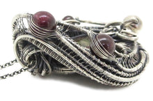 Load image into Gallery viewer, Dragon Blood Jasper Pendant with Garnet, Wire-Wrapped in Sterling Silver