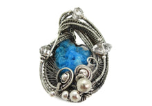 Load image into Gallery viewer, Gibbsite Druzy Pendant, Wire-Wrapped in Sterling Silver with Herkimer Diamonds