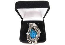 Load image into Gallery viewer, Gibbsite Druzy Pendant, Wire-Wrapped in Sterling Silver with Herkimer Diamonds