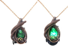 Load image into Gallery viewer, Custom Color Steampunk Resin Gem LED Pendant in Bronze