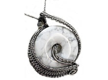 Load image into Gallery viewer, Howlite Woven Donut Pendant  with Labradorite and Moonstone- Sterling Silver Wire-Wrapped Necklace Jewelry