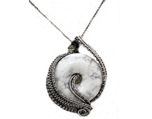 Load image into Gallery viewer, Howlite Woven Donut Pendant  with Labradorite and Moonstone- Sterling Silver Wire-Wrapped Necklace Jewelry