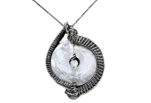 Load image into Gallery viewer, Howlite Woven Donut Pendant  with Labradorite and Moonstone- Sterling Silver Wire-Wrapped Necklace Jewelry