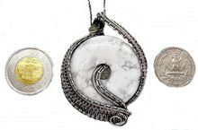 Load image into Gallery viewer, Howlite Woven Donut Pendant  with Labradorite and Moonstone- Sterling Silver Wire-Wrapped Necklace Jewelry