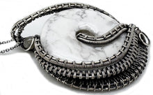 Load image into Gallery viewer, Howlite Woven Donut Pendant  with Labradorite and Moonstone- Sterling Silver Wire-Wrapped Necklace Jewelry