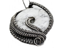 Load image into Gallery viewer, Howlite Woven Donut Pendant  with Labradorite and Moonstone- Sterling Silver Wire-Wrapped Necklace Jewelry