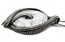 Load image into Gallery viewer, Howlite Woven Donut Pendant  with Labradorite and Moonstone- Sterling Silver Wire-Wrapped Necklace Jewelry