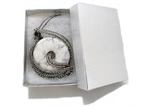Load image into Gallery viewer, Howlite Woven Donut Pendant  with Labradorite and Moonstone- Sterling Silver Wire-Wrapped Necklace Jewelry