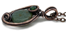 Load image into Gallery viewer, Green Jasper Wire-Wrapped Bronze Pendant with Swarovski Crystal - Mini-Woven Circle Design