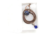 Load image into Gallery viewer, Contemporary Lapis Lazuli Pendant: Bronze Wire-Wrapped Gemstone Necklace for Bohemian Jewelry Lovers
