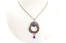 Load image into Gallery viewer, Contemporary Lapis Lazuli Pendant: Bronze Wire-Wrapped Gemstone Necklace for Bohemian Jewelry Lovers