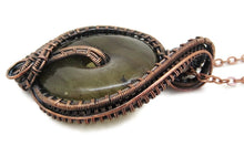 Load image into Gallery viewer, Handcrafted Labradorite Woven Donut Pendant with Iolite Accent - Bronze Necklace