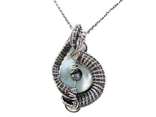Load image into Gallery viewer, Handcrafted Amazonite Mini-Woven Donut Pendant with Rainbow Moonstone Accent - Sterling Silver Necklace